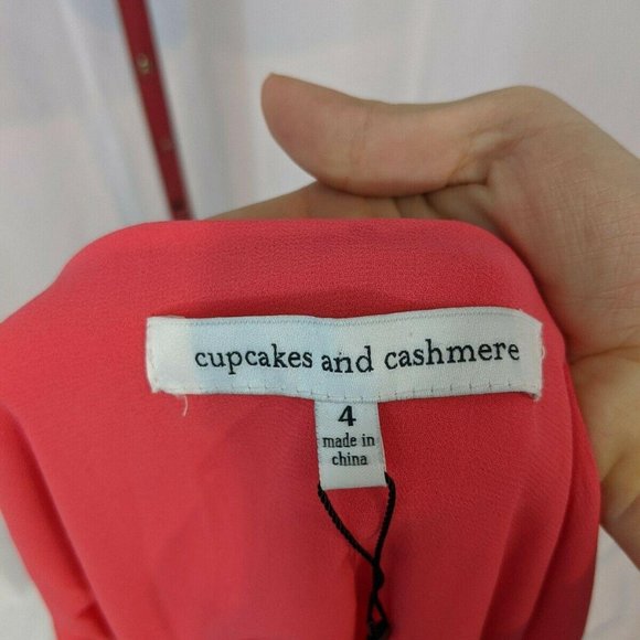 Cupcakes and Cashmere Coral Ruffled Wrap Dress M - Picture 3 of 7